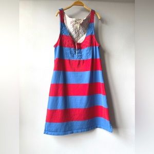 rare vintage Rugby by Ralph Lauren blue red stripe size L large tank dress RL